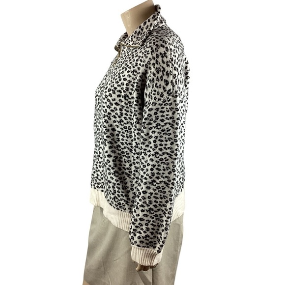 LOFT Leopard Print Zip Sweater Size XXL White and Black - Picture 4 of 7